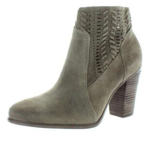 Vince Camuto Fenyia Dark Gray Suede Block Heel Ankle Booties- Women’s 8